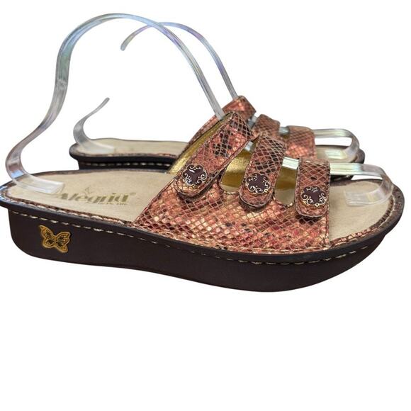 Alegria PG Lite Fiona Copper Snake Print Slides Slip On Sandals Shoes sz 39 / 9 - Picture 1 of 16